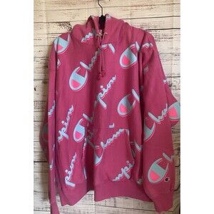 VINTAGE CHAMPION REVERSE WEAVE PINK AND BLUE HOODIE ADULT 3X KANGAROO POCKET